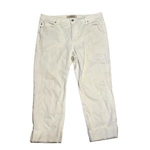Liverpool The Crop White Jeans Size 14 Women’s Cuff Hem Stretch